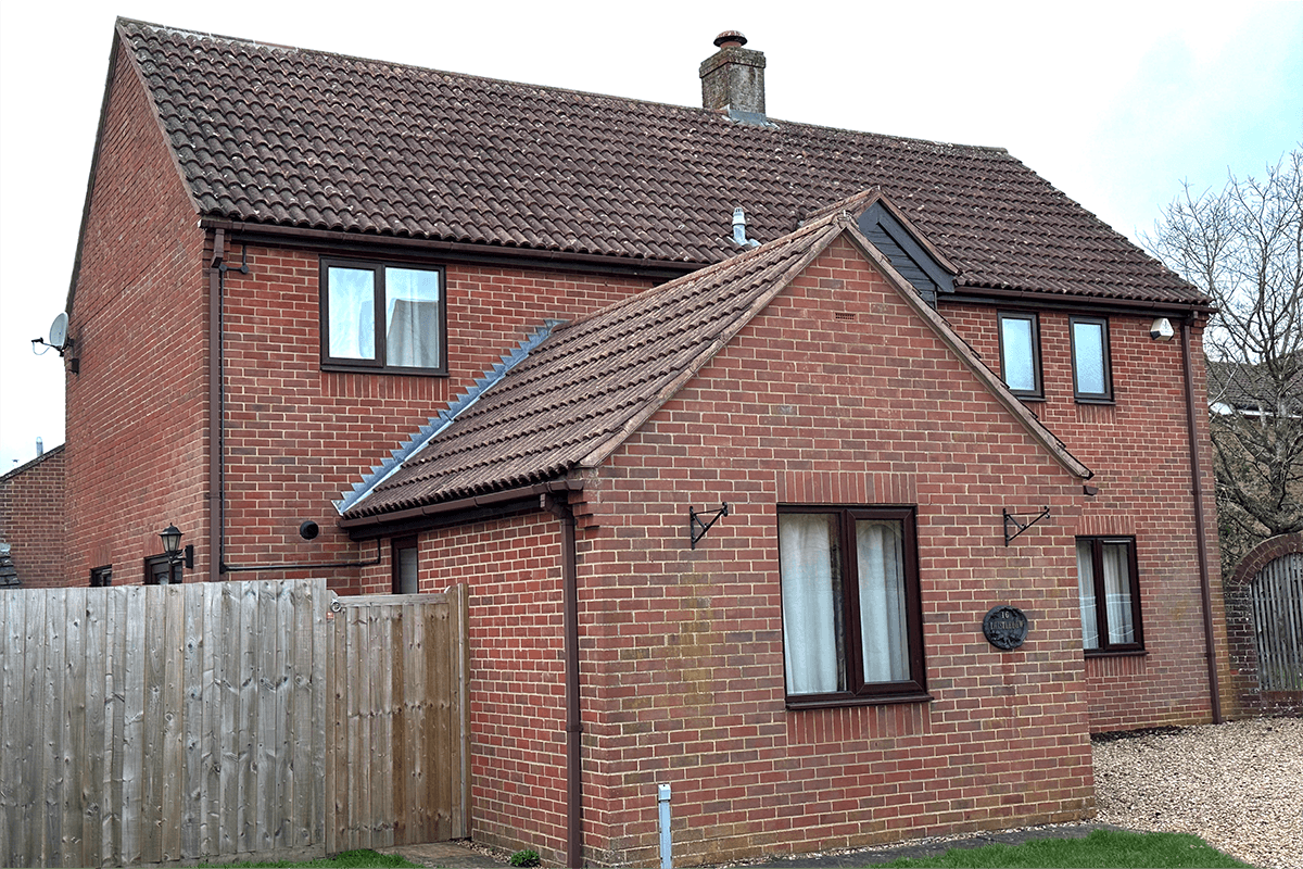Roof after moss removal and biocide treatment